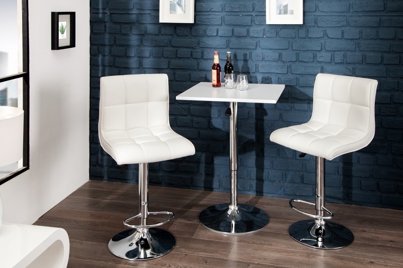 Lot de 2 tabourets de bar design en simili cuir blanc