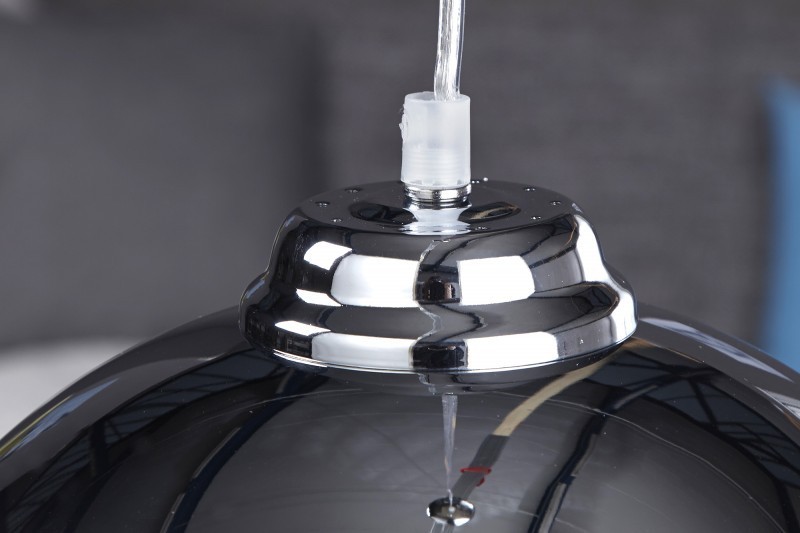 Lampe suspendue design boule en métal chromé
