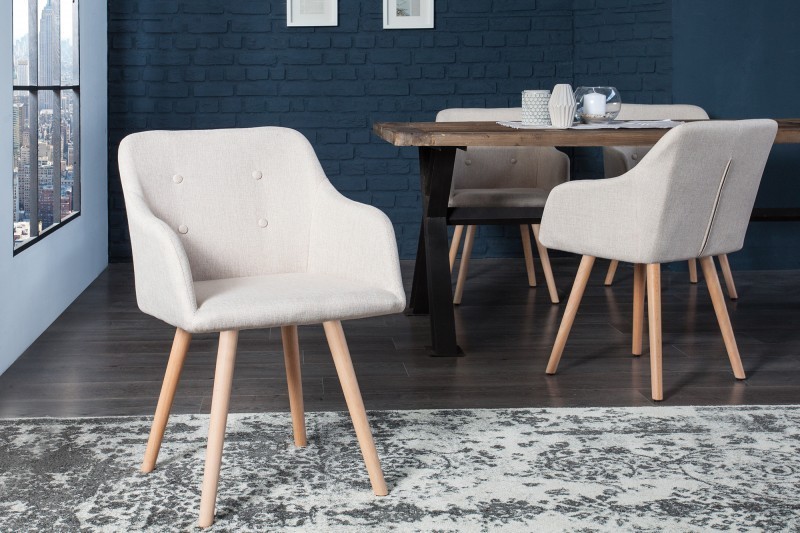 Ensemble de 2 chaises beiges de salle à manger style scandinave