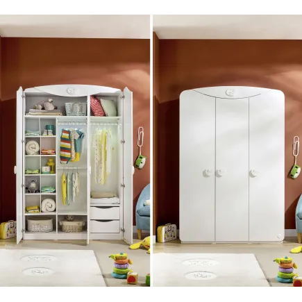 Armoire blanche enfant 3 portes ouvrantes 2