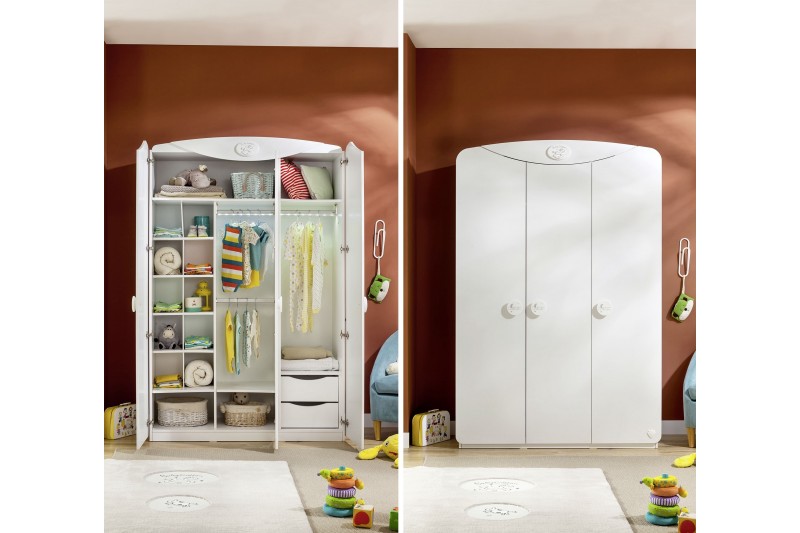 Armoire blanche enfant 3 portes ouvrantes