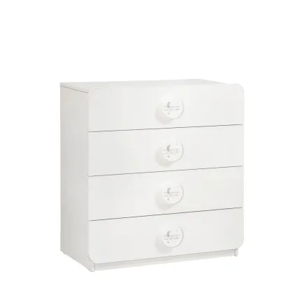 Commode blanche pour chambre enfant à 4 tiroirs