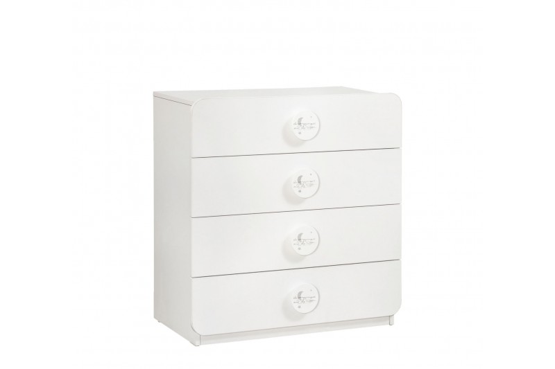 Commode blanche pour chambre enfant à 4 tiroirs