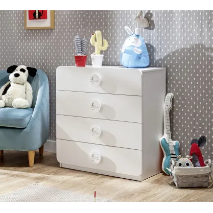 Commode blanche pour chambre enfant à 4 tiroirs 2