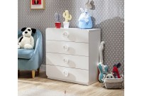 Commode blanche pour chambre enfant à 4 tiroirs