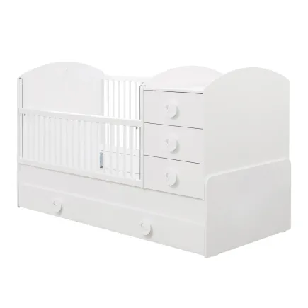 Lit convertible pour bébé à 4 tiroirs 80 x 180 cm coloris blanc