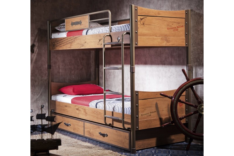Lit superposé  90 x 200 cm design pirate pour chambre enfant