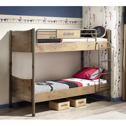 Lit superposé  90 x 200 cm design pirate pour chambre enfant