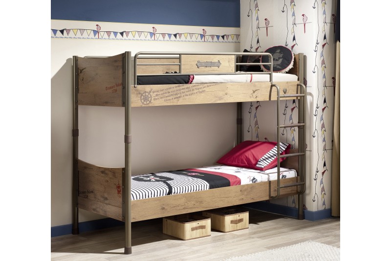 Lit superposé  90 x 200 cm design pirate pour chambre enfant