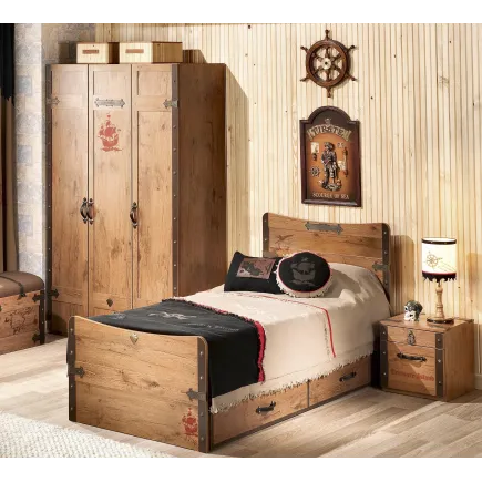 Armoire enfant effet " Pirates " à 3 portes ouvrantes 2