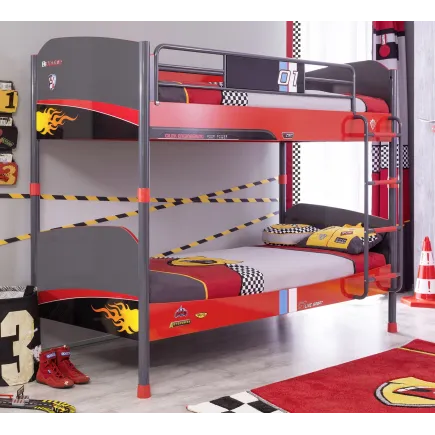 Lit superposé  90 x 190 cm design "champion racer" pour chambre enfant