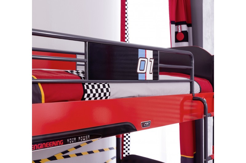 Lit superposé  90 x 190 cm design "champion racer" pour chambre enfant