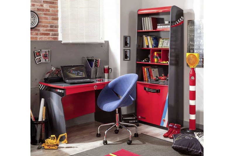 Bureau enfant design racer cars teinté rouge et gris