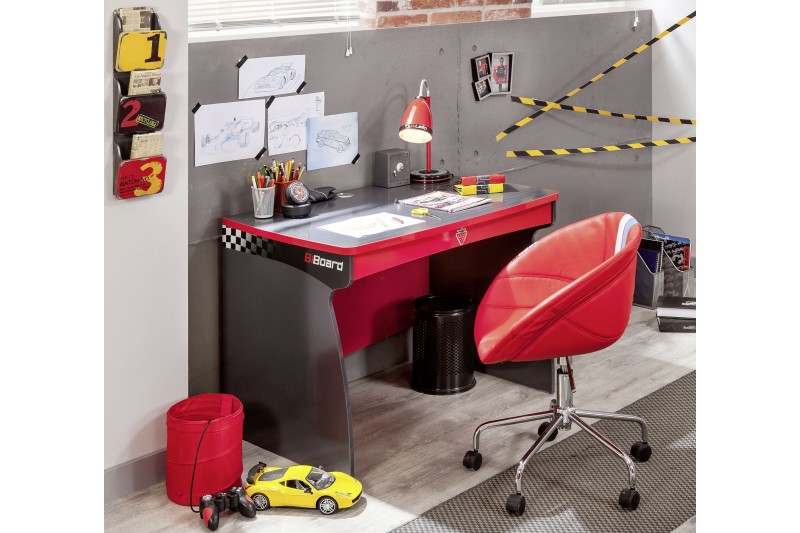 Bureau enfant design racer cars teinté rouge et gris
