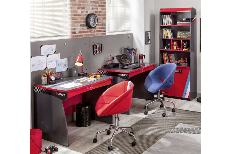 Bureau enfant design racer cars teinté rouge et gris