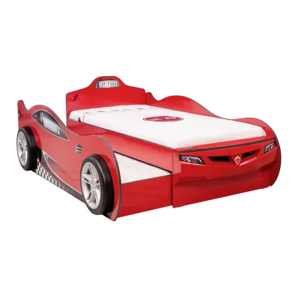 Lit voiture pour enfant coloris rouge laqué 2