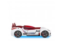 Lit voiture design pour enfant coloris blanc laqué avec LED