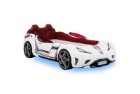 Lit voiture design pour enfant coloris blanc laqué avec LED