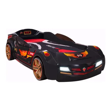 Lit voiture anthracite pour enfant avec LED