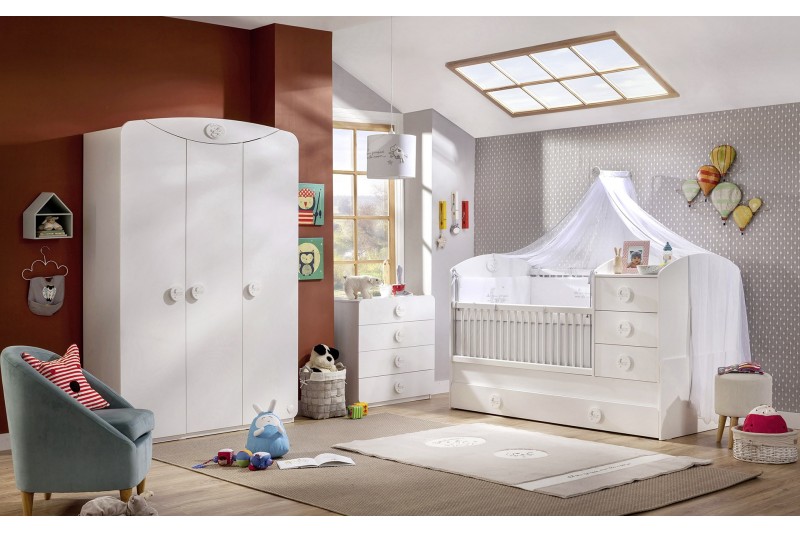 Armoire blanche enfant 3 portes ouvrantes