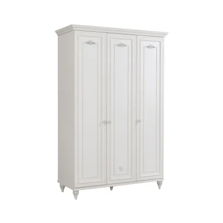 Armoire blanche style classique à 3 portes ouvrantes