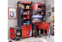 Bibliothèque moderne pour chambre enfant coloris rouge et noir