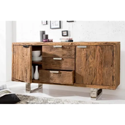 Enfilade design 2 portes 3 tiroirs en bois massif 2