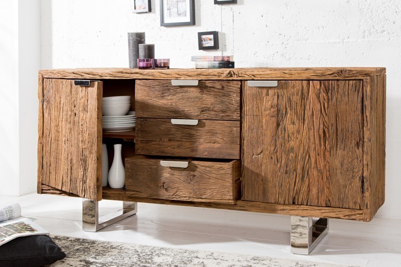 Enfilade design 2 portes 3 tiroirs en bois massif