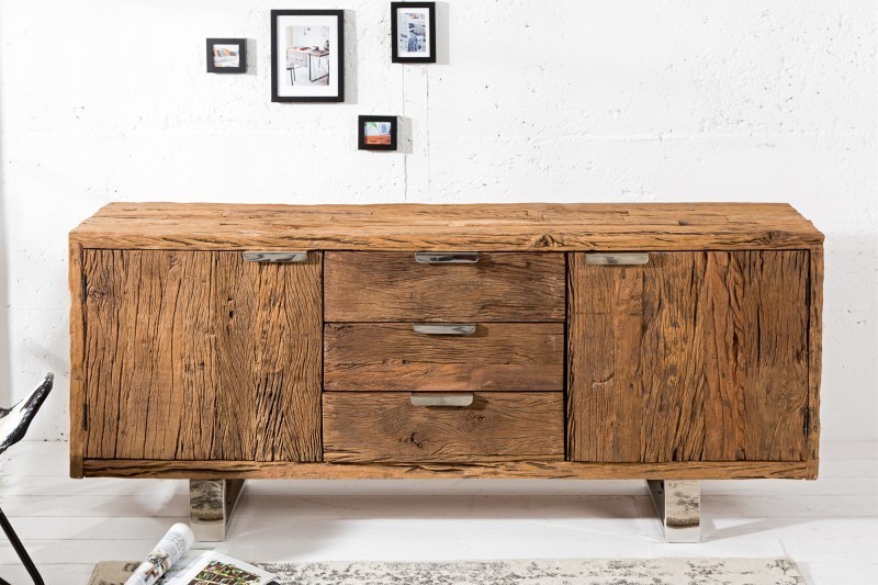 Enfilade design 2 portes 3 tiroirs en bois massif