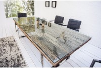 Table à manger rectangulaire 200cm en bois massif avec plaque de verre