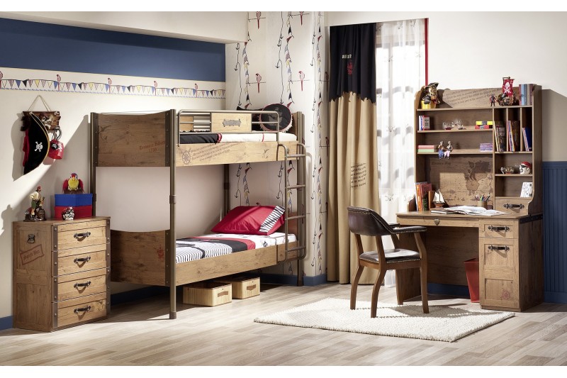Bureau enfant design PIRATE en bois coloris marron