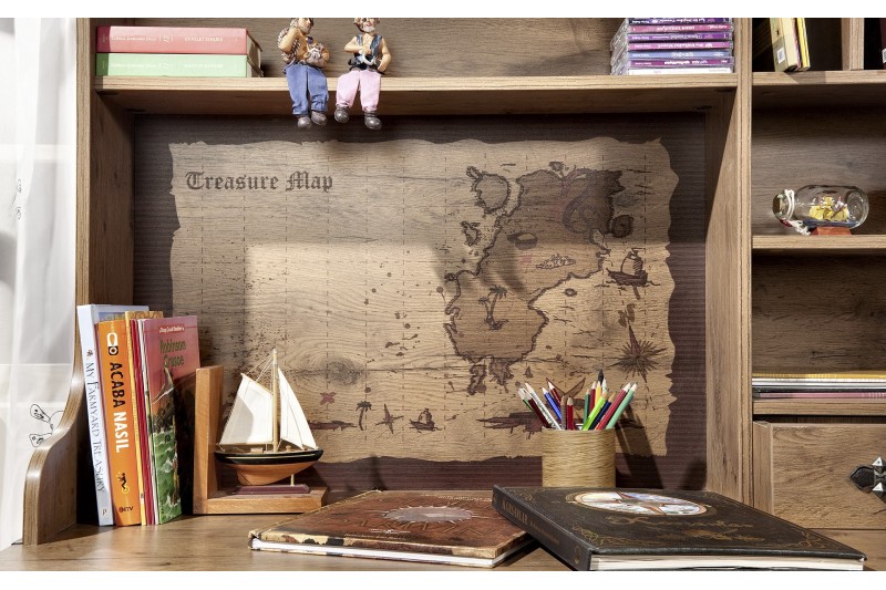 Bureau enfant design PIRATE en bois coloris marron