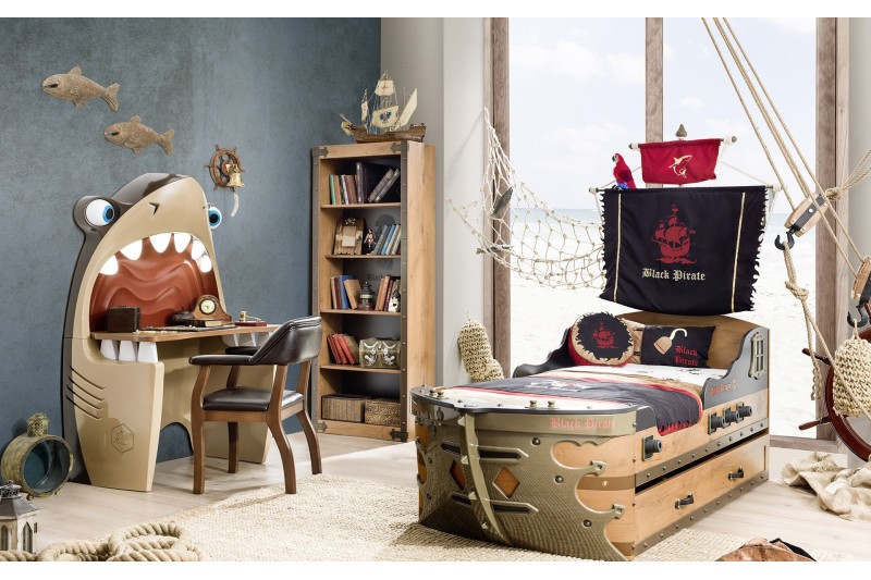 Bureau design PIRATE pour chambre enfant coloris marron