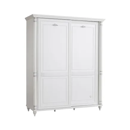 Armoire blanche classique à 2 portes coulissantes