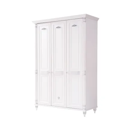 Armoire blanche style baroque à 3 portes ouvrantes