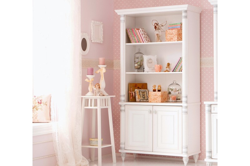 Bibliothéque avec rangement design classique coloris blanc