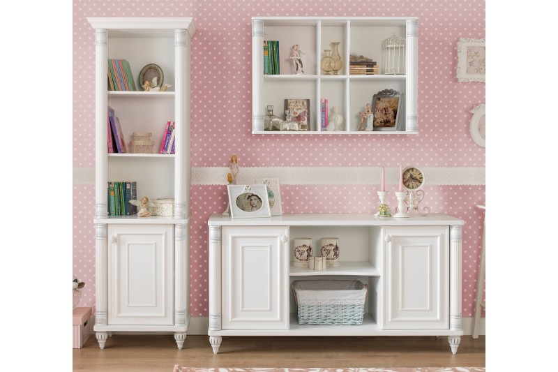 Bibliothéque à 3 niches design classique coloris blanc