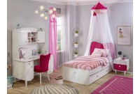 Chambre design enfant / junior coloris rose et blanc
