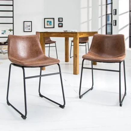 2 tabourets de bar design coloris brun 2