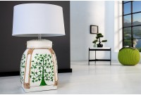 Lampe à poser design en bois coloris vert et blanc