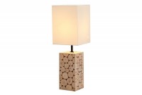 Lampe à poser mosaïque 15 cm en bois massif coloris blanc
