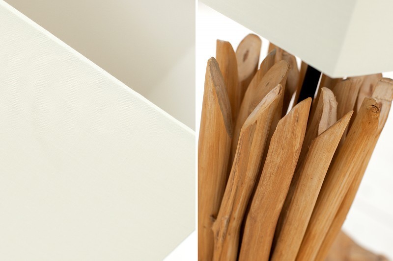 Lampe à poser de 15 cm en bois flotté coloris blanc