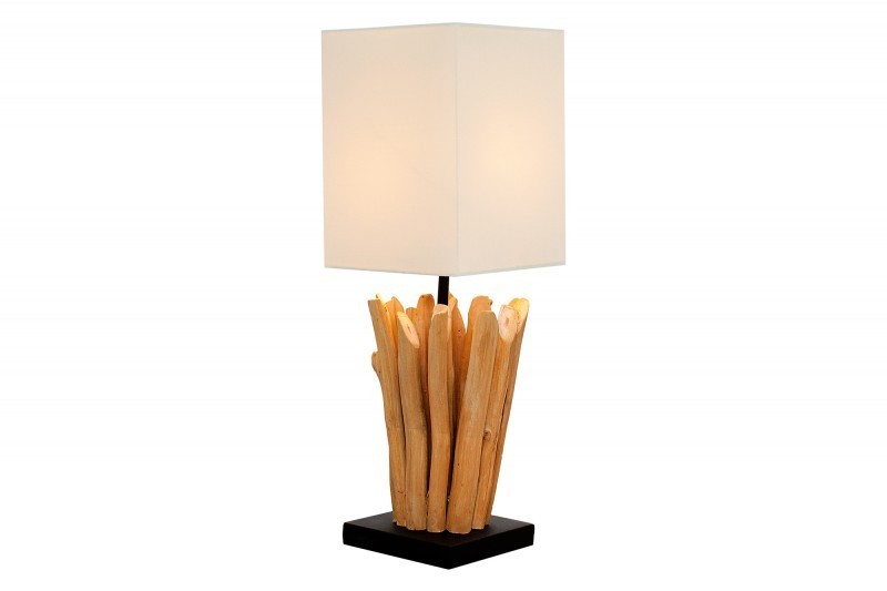 Lampe à poser de 15 cm en bois flotté coloris blanc