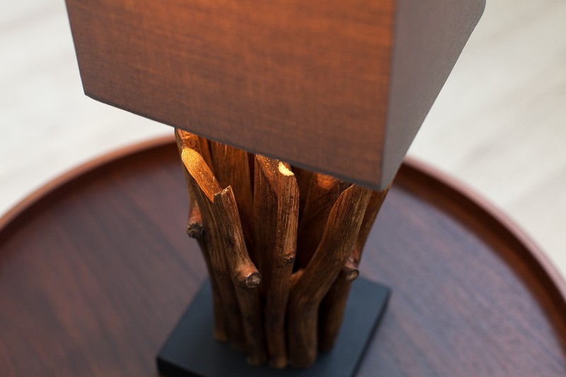 Lampe à poser de 15 cm en bois flotté coloris brun gris