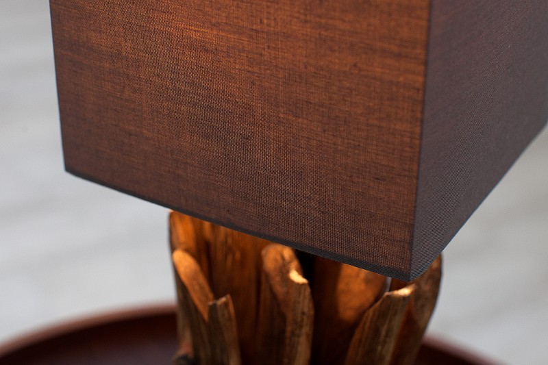 Lampe à poser de 15 cm en bois flotté coloris brun gris