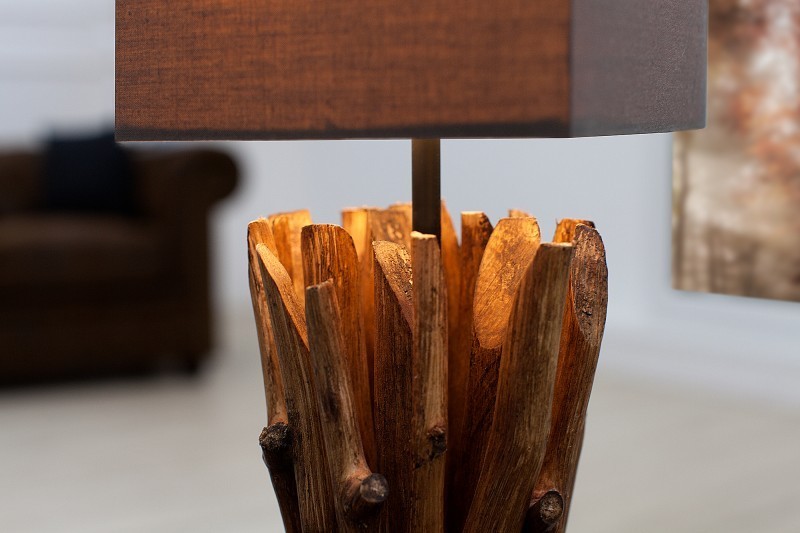 Lampe à poser de 15 cm en bois flotté coloris brun gris