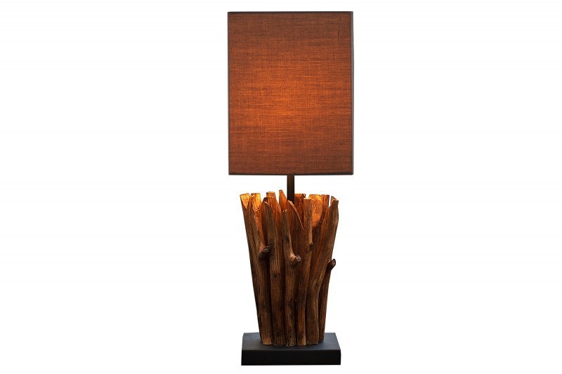 Lampe à poser de 15 cm en bois flotté coloris brun gris