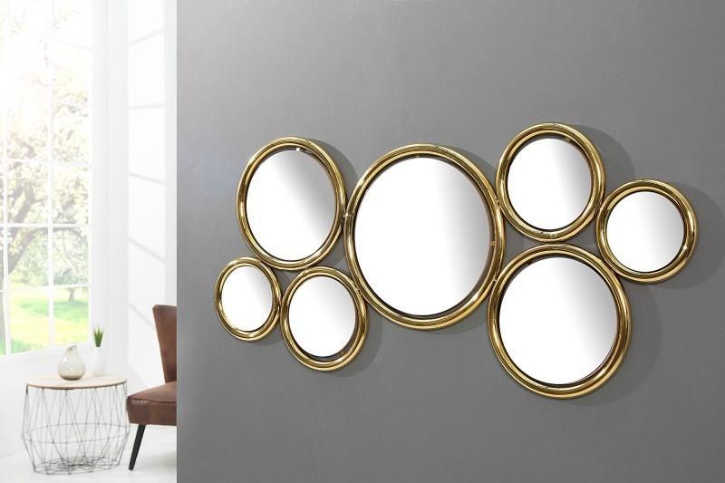Miroir mural 120 cm design Gold Circle en métal