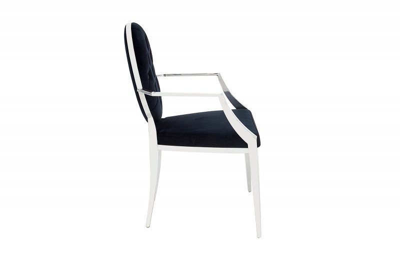 Chaise de salle à manger design baroque en velours noir, capitonné
