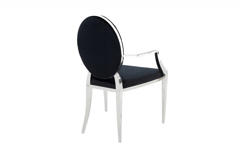 Chaise de salle à manger design baroque en velours noir, capitonné